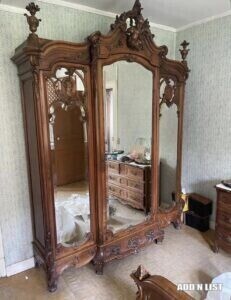 Antique French Wardrobe with Mirrors