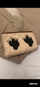Handmade Straw Clutch Bag with Cactus Design