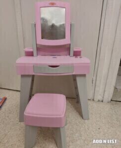 Pink Kids Vanity Table with Mirror